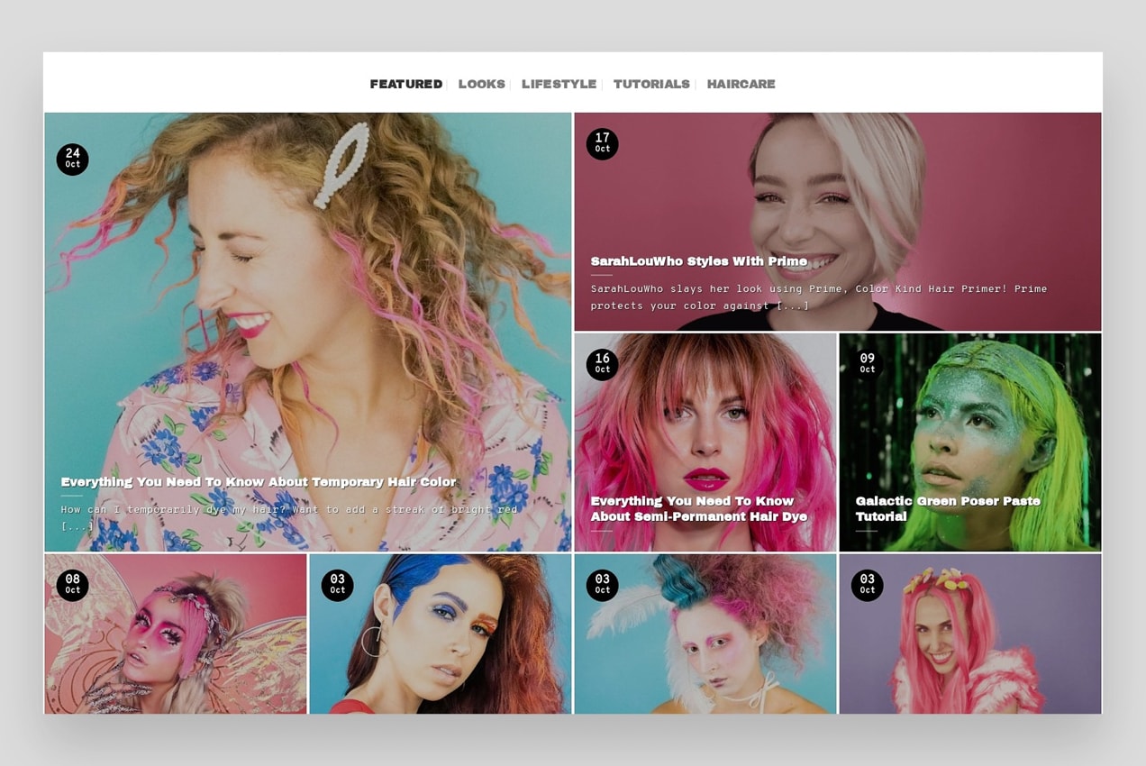 Good Dye Young blog with a grid of attractive photos