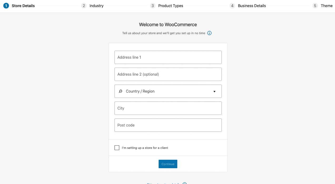 the easy-to-use WooCommerce setup wizard