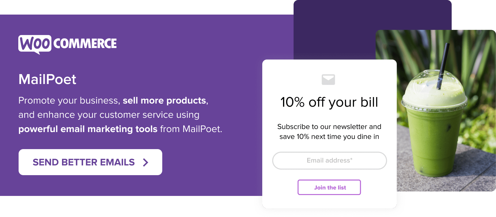 Promote your business and sell more products with email marketing tools from MailPoet